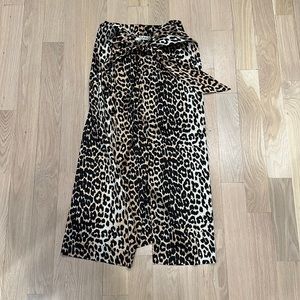 Ganni silk tie leopard skirt